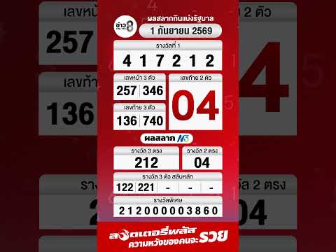 Thai Government Lottery Results for September 1, 2026