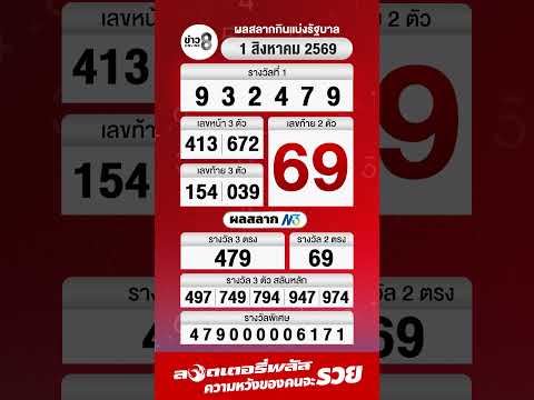 Thai Government Lottery Results for August 1, 2026